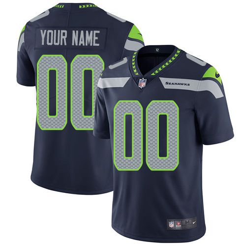 Nike Seattle Sehawks Navy Men Customized Vapor Untouchable Player Limited Jersey->customized nfl jersey->Custom Jersey